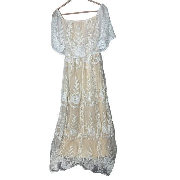 Baltic Born Leon Off Shoulder Maxi Dress Size S White Embroidered Lace Floral - Picture 1 of 5